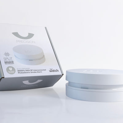 Split sensor packaging with a white background